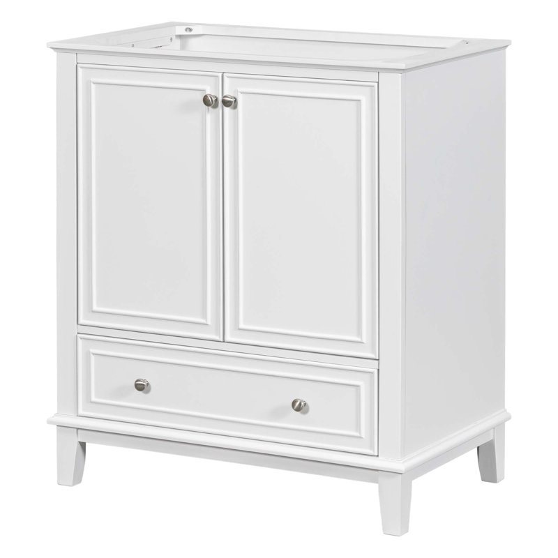 White Solid Wood Freestanding Bathroom Vanity Cabinet with Drawer