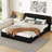 Queen Size Upholstered Platform Bed, Black-656036714