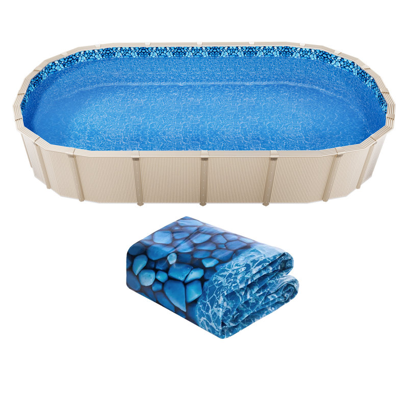 Doublure de piscine ovale à chevauchement, H 57,6 po x l 360 po x P 180 po