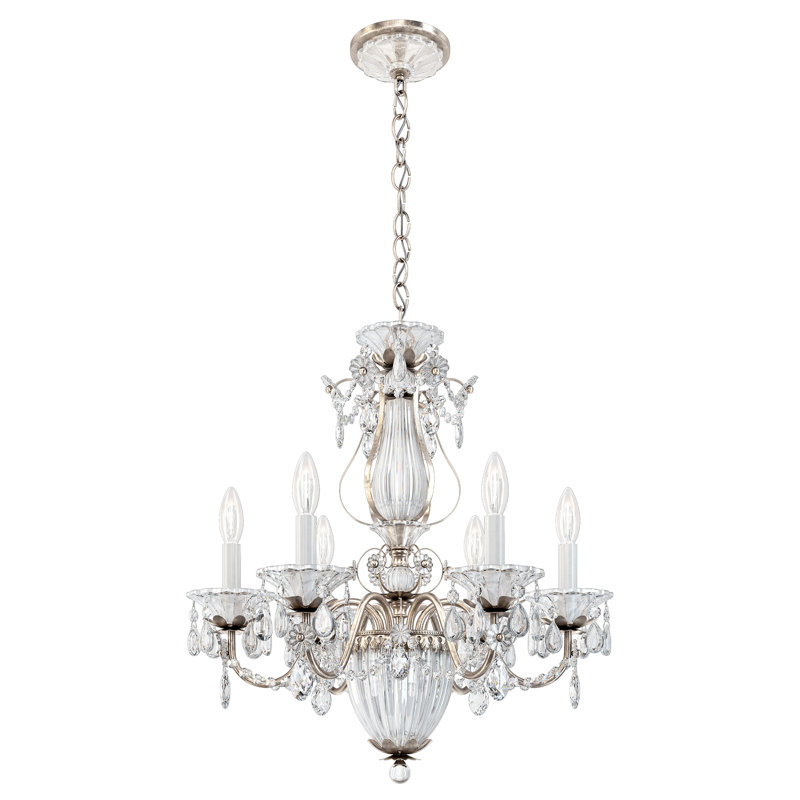 Bagatelle 6 Light 21in x 22.5in Chandelier in Heirloom Bronze with Clear Radiance Crystals, Antique Silver