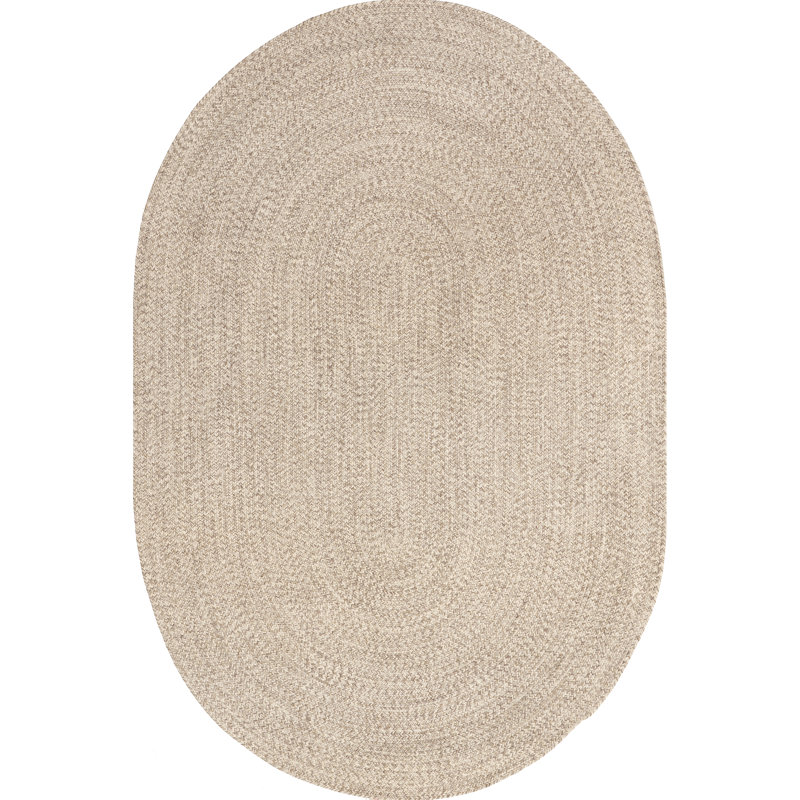 Tapis d'intérieur / extérieur brun clair tressé Owensby, Ovale 7 pi 6 po x 9 pi 6 po