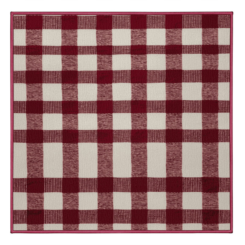 Washable Gingham Ribbon Farm Area Rug, Square 8'