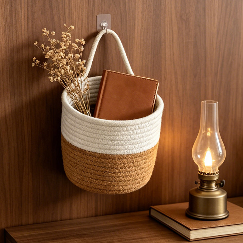 Panier de rangement en coton, Khaki