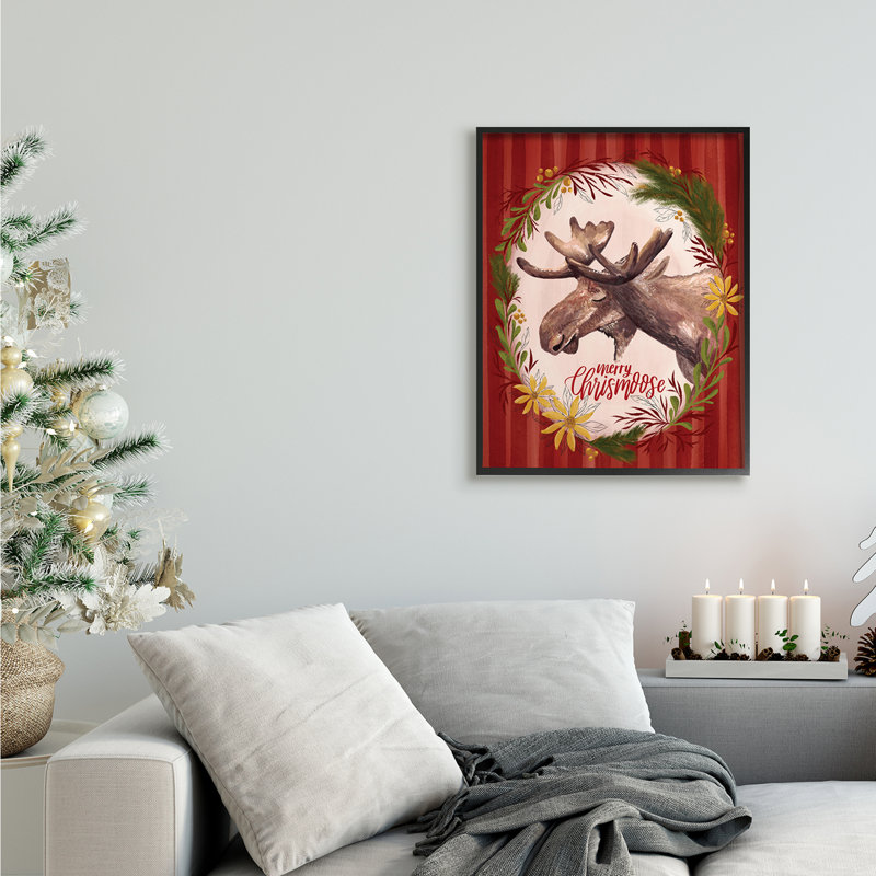 Merry Chris-Moose, Giclée encadrée noir minuit, H 30 po x l 24 po