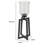 Cole Large Candle Holder, Open Crossed Black Iron, Clear Glass 23 Inch