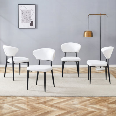 Chaises de salle à manger ergonomiques en cuir PU avec dossier incurvé Walpole