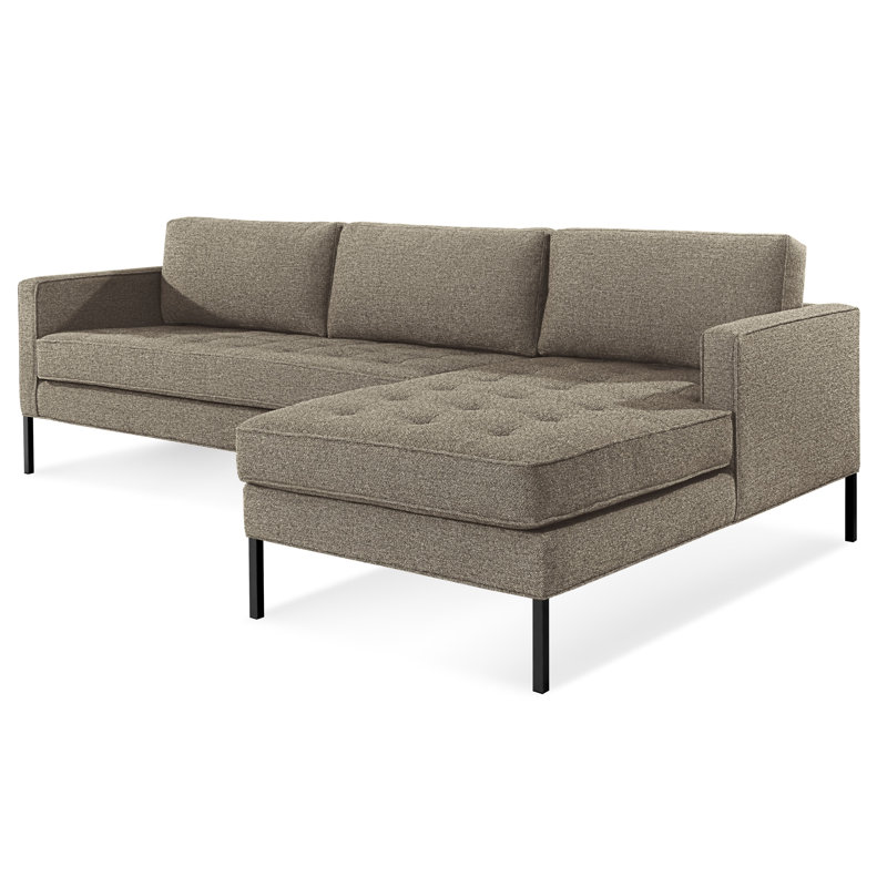 Paramount Chaise Sectional, Black, Sanford Oatmeal Basketweave, Right Hand Facing