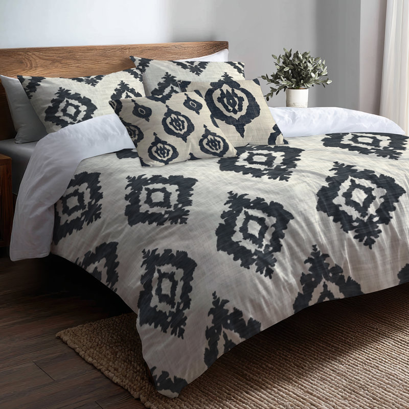 Ensemble de literie 5 pièces Country Farmhouse - Ensemble de housse de couette et de coussin Ikat