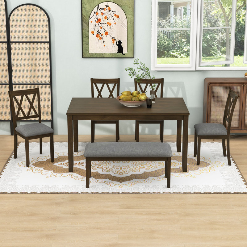 Ensemble de table de salle à manger avec 4 chaises et un banc