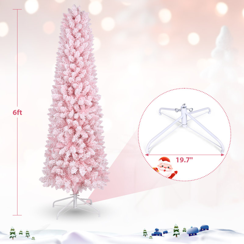 Arbre de Noël enneigé 6 pi avec lumières DEL, arbres de Noël minces faciles à installer