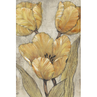 " Ochre & Grey Tulips II " by Timothy O' Toole Painting Print