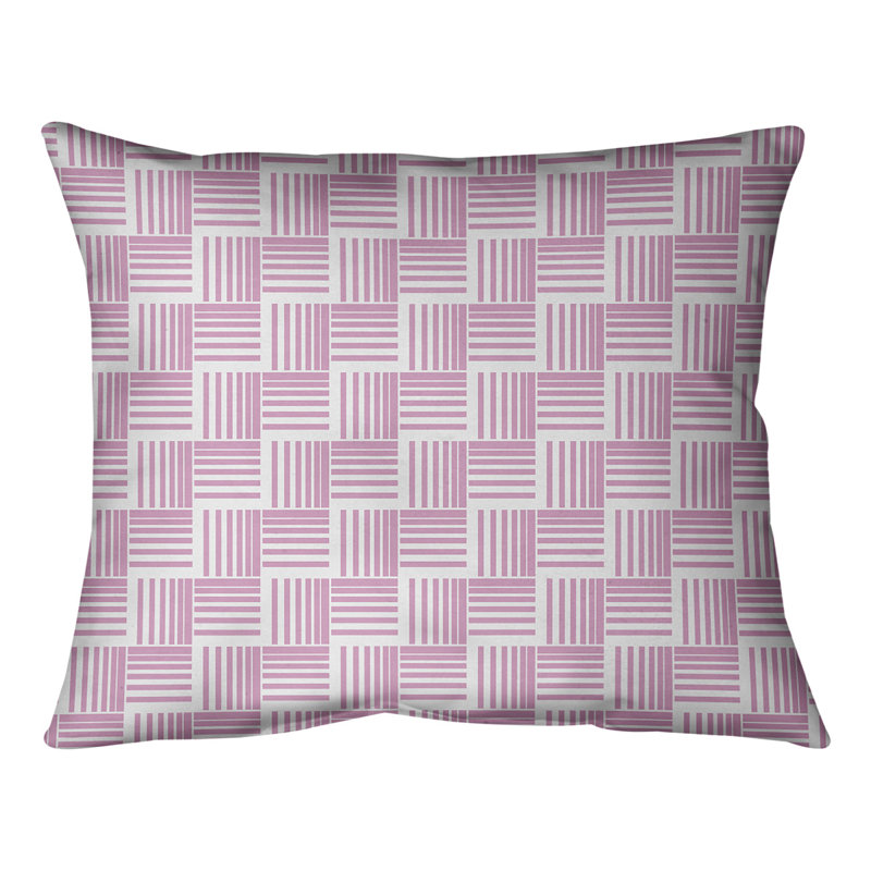 Coussin lombaire à rayures classiques Baskettressées, H 10 po x l 14 po, Rose/blanc, Duvet/plume