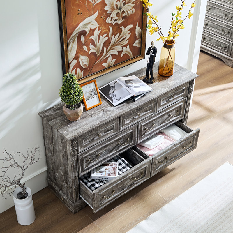 Commode 7 tiroirs Antique Farmhouse, Gris