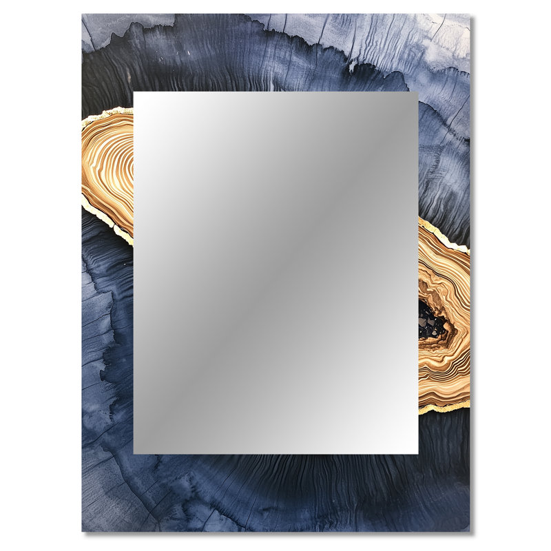 Cristal turquoise et glissoire en bois Spiral III - miroir décoratif à cristaux, grand miroir mural traditionnel, impression d'art en métal