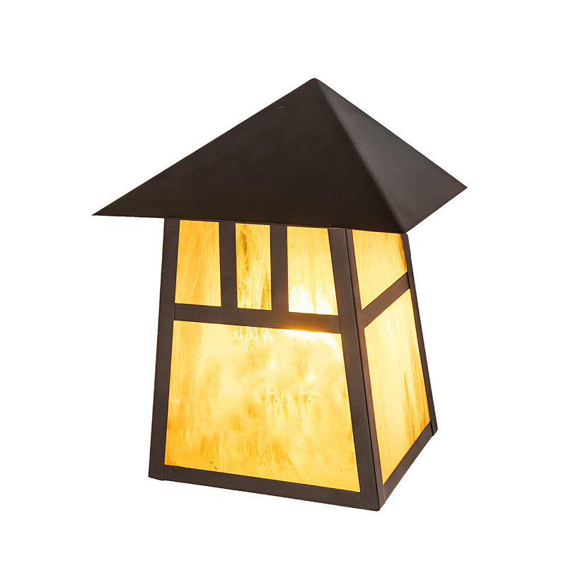 1 - Light Sconce, 10.75" H x 9" W x 5.5" D, Orange / Craftsman Brown