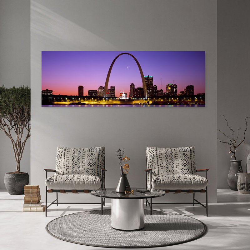 Skyline, St. Louis, Mo, États-Unis, art abstrait moderne, art mural de la ville, H 20 po x l 60 po