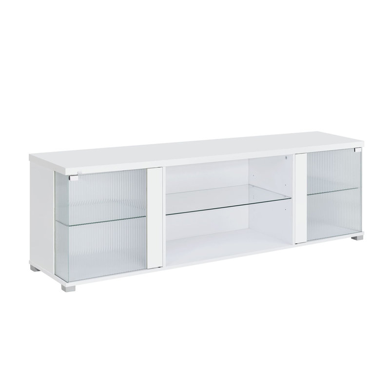 Indira 70" TV Stand with LED in Glossy White
