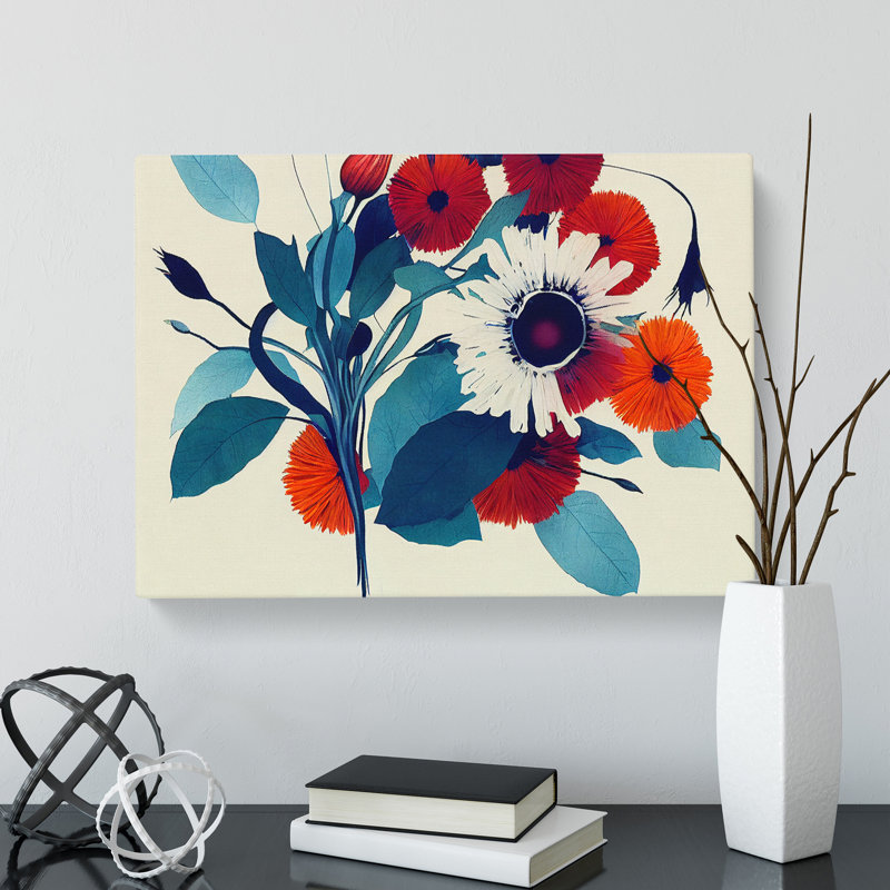 Splendorous Modern Flowers Abstract - Wrapped Canvas, 50cm H x 76cm W x 3cm D