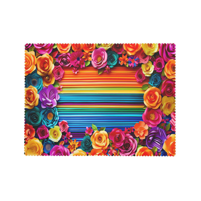Washable Polyester Mexican Colorful Floral Pattern Tablecloth, 70.8" W x 86.6" L