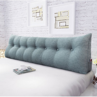 Sit-up Back Comfort Linen Blend Gray Headboard Reading Wedge Pillow for Bed Rest Back Support Compression