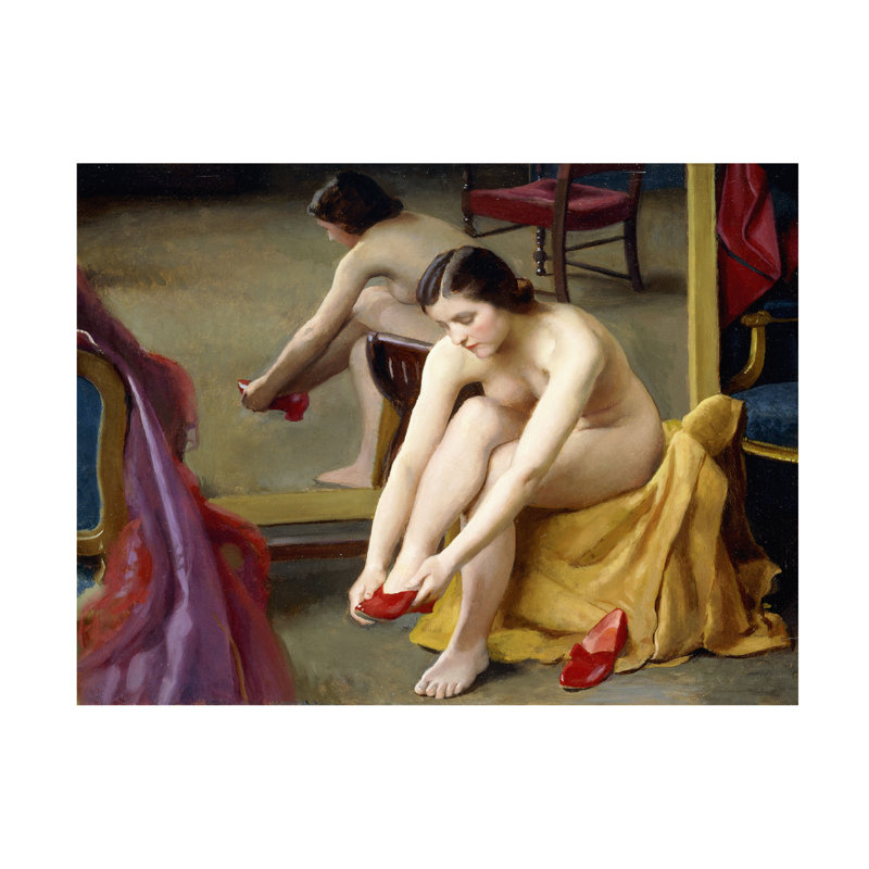 «William Mregor Paxton The Red Mules», reproduction d'art sur toile, H 14 po x l 19 po