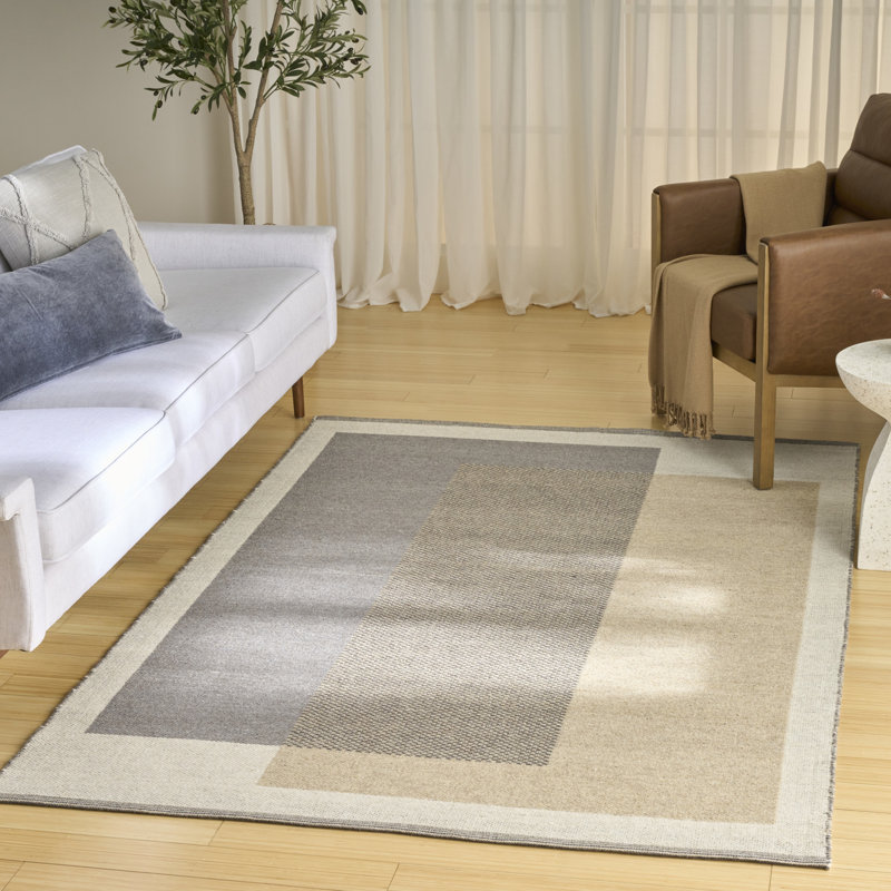Copenhagen Flatwoven Wool Ivory Modern Indoor Rug, Rectangle 5' x 7'