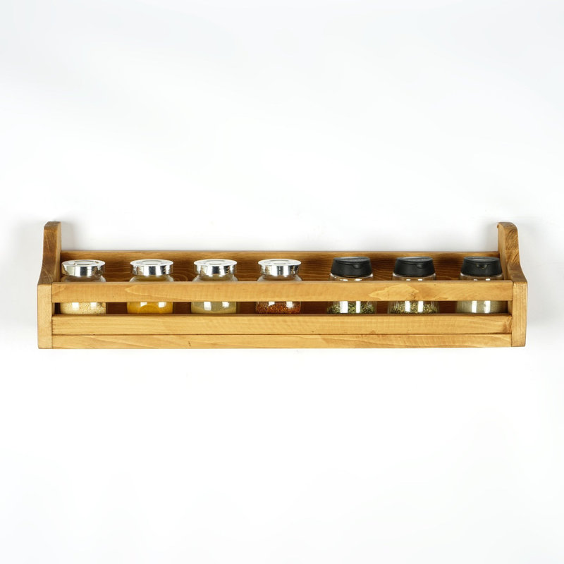 Wooden Spice Jar Rack, Ledge Floating Shelf, Kitchen Cabinet Organizer Shelf