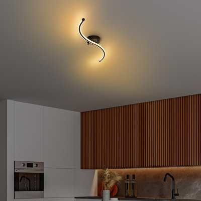 Modern Black Chandelier, Metal Body, 26.4 x 2.0 x 3.9 inches | Integral LED 16W, 3000K | Elegant Design with 10 cm Base Plate | Perfect for Living Room, Dining Room, or Bedroom | IP20 Rated, Stylish Lighting Solution