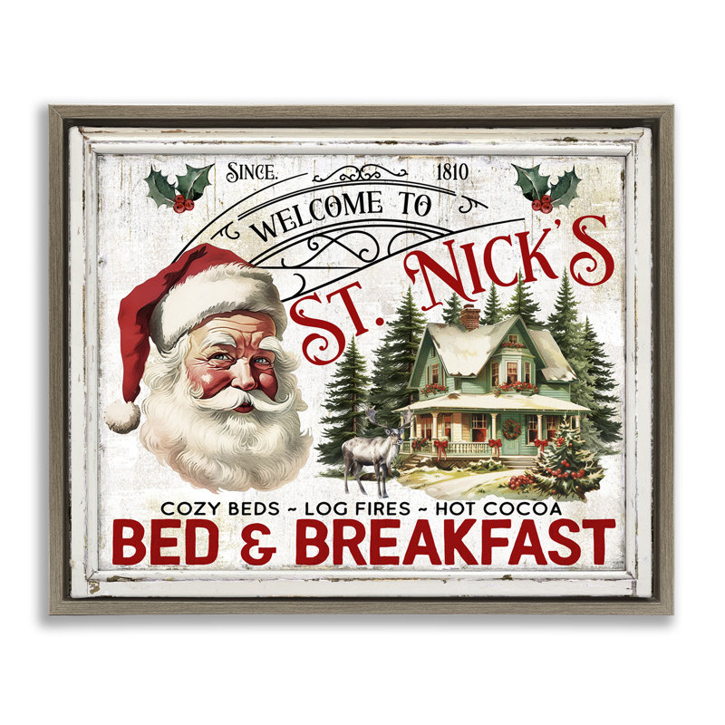 Art mural sur toile St Nick's Bed & Breakfast par Creatif Belle, Cadre flottant orme Montalcino, H 25 po x l 31 po