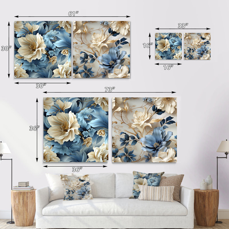 Kesha - Floral Acrylic Wall Art Glass Set Of 2, H 16 po x l 33 po