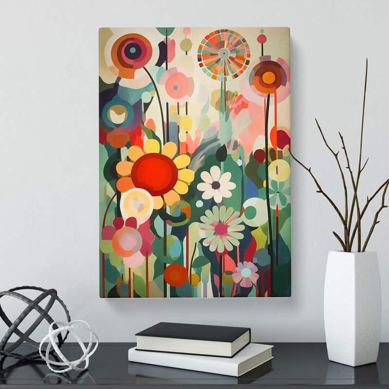 Bergamot Retro Flowers Vol.6 - Wrapped Canvas Print, 50cm H x 35cm W