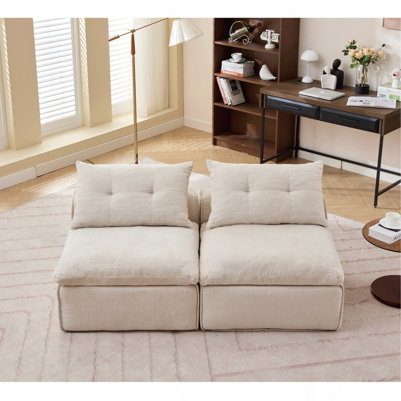Modular Sofa, Ivory Corduroy