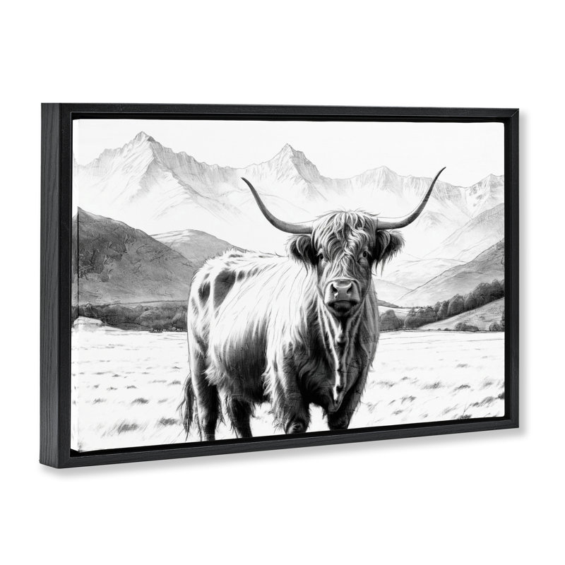 Art mural sur toile Highland, H 21 po x l 31 po, Cadre flottant noir de jais