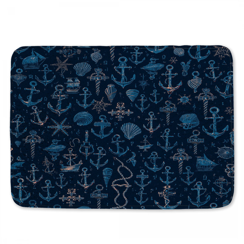 Tapis de bain Nautical Anchor Seashells, L 24 po x L 17 po