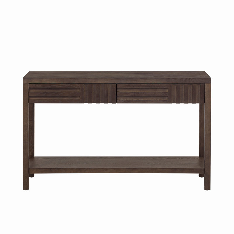 2-Drawers Storage Chest with Open Shelves, Brown