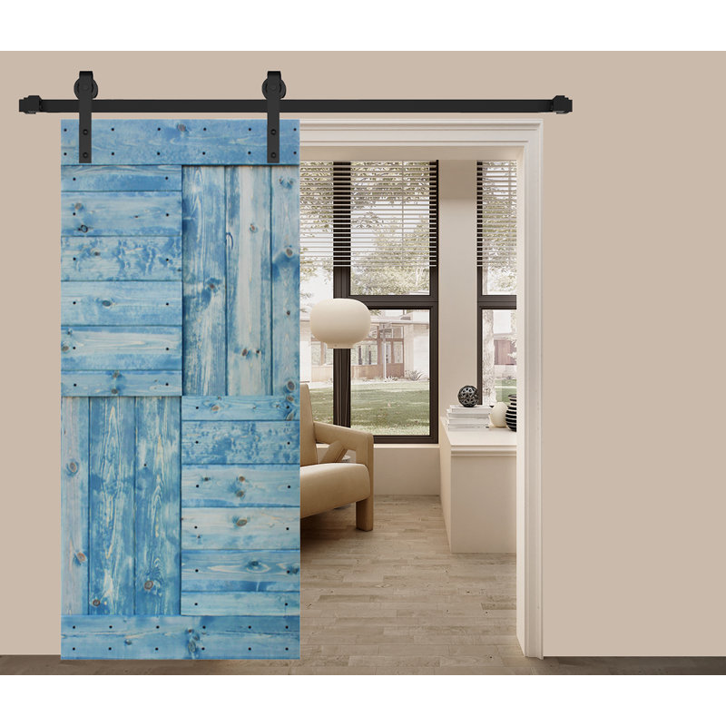 Porte de grange coulissante de style S brevetée sans quincaillerie d'installation (dalle de porte seulement) - Assemblage requis