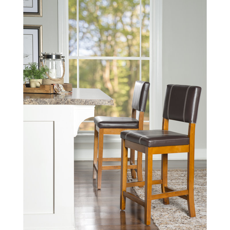 Upholstered Counter Stool with Solid Wood Frame, Counter Stool (24" Seat Height), Russet