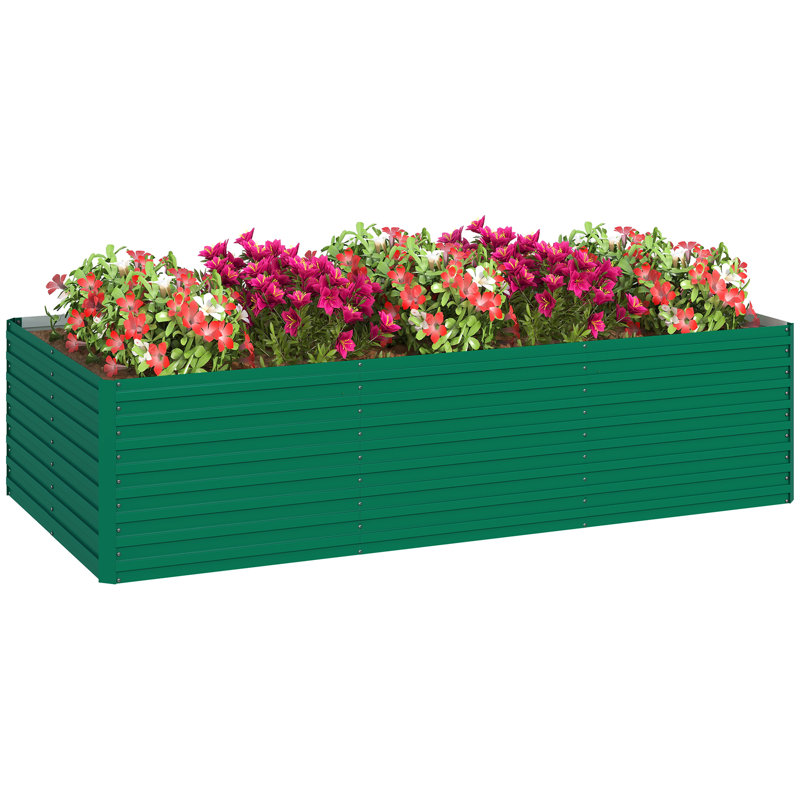 Lit de jardin surélevé galvanisé, boîte à fleurs 8 pi x 4 pi x 2 pi, vert