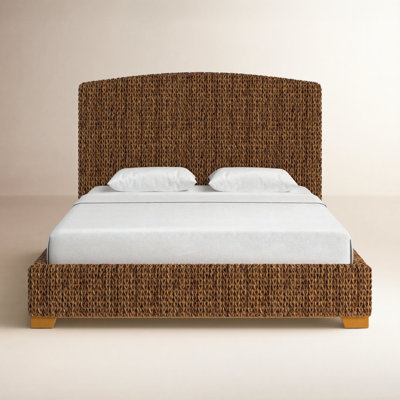 Arleen Banana Leaf California King Panel Bed Amber