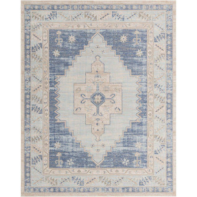 Parchette Oriental Sky Blue Area Rug