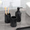 Ensemble d'accessoires de salle de bain, comptoir d'organisation de salle de bain, distributeur de savon et porte-brosse à dents, rince-bouche, ensemble de plateau, plateau de meuble-lavabo pour salle de bain, décor moderne 4 pièces (noir mat)