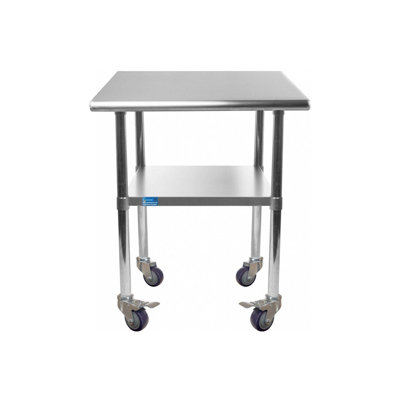 Table de préparation roulante avec plateau en acier inoxydable