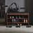 Retro-Style Black Walnut Two-Layer Shoe Rack For Storage And Shoe Changing Bench