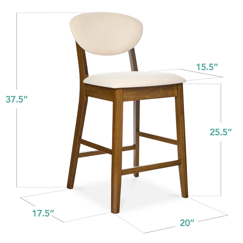 2-Piece Counter Height Bar Stool, Cream
