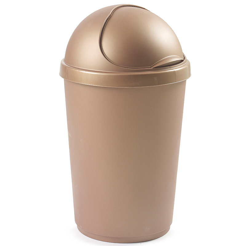 Whitefurze Plastic Rubbish Bin, 50L, 55cm H  x 40cm W  x 40cm D, Rose Gold