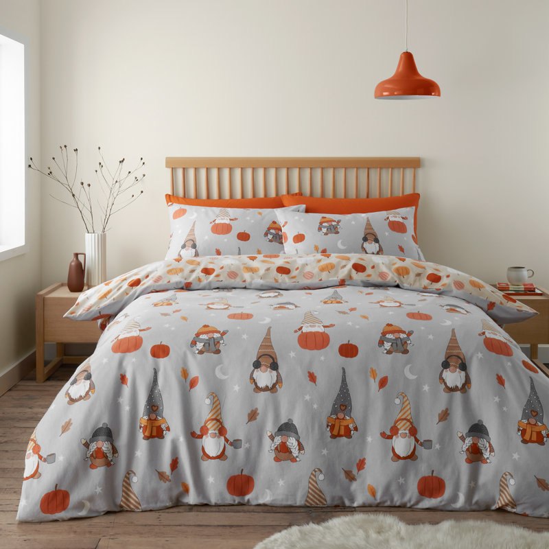Brushed Cotton Autumn Gonks Duvet Cover Set, Double