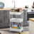 3‑Tier Utility Rolling Cart With Drawer and Wood Top, Mobile Wheeled Storage Trolley For Household Organization