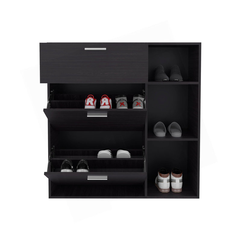Armoire de rangement à chaussures 1 tiroir Wenge avec 2 tiroirs inclinables