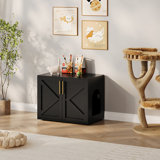 Cat Litter Box Enclosure, Hidden Cat Litter Box Furniture With With 2 Doors And Pads