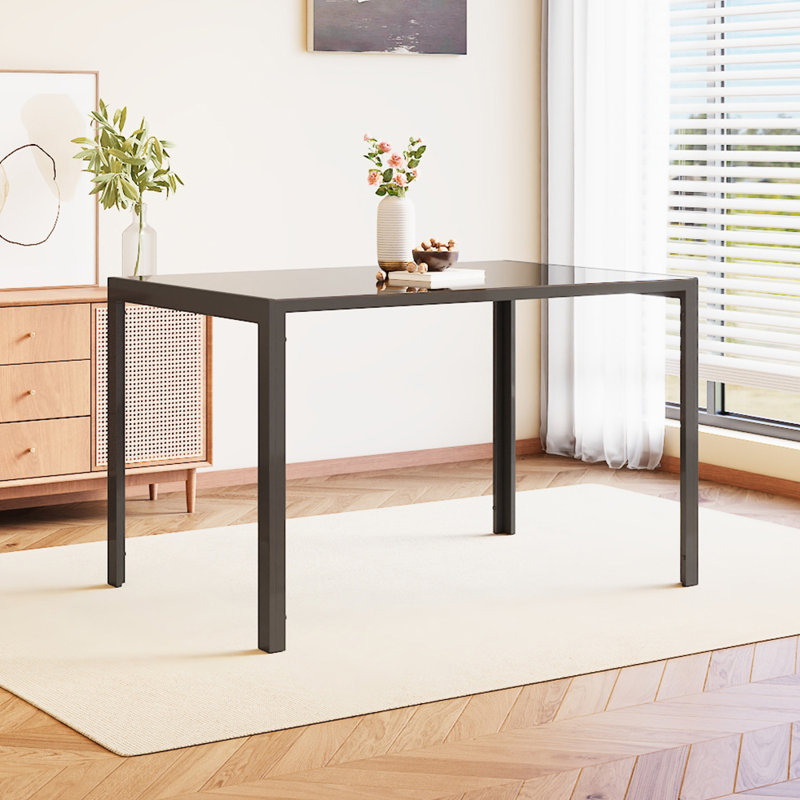 Glass Top Metal Base Dining Table